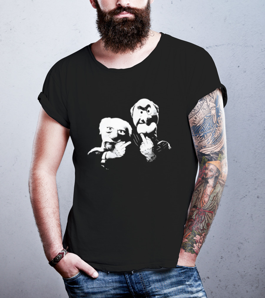 Statler And Waldorf Middle Finger Humor Icon Pair T-Shirt