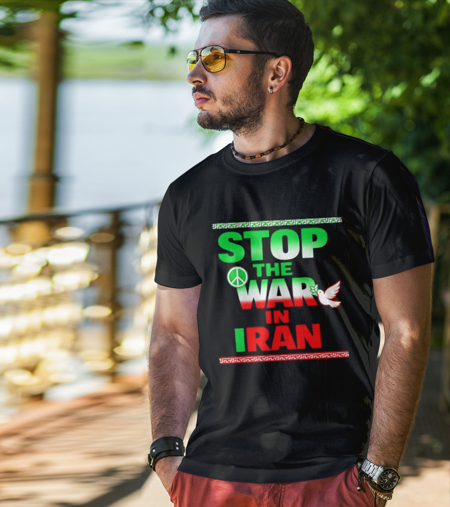 Stop The War In Iran Peace Symbol Dove T-Shirt