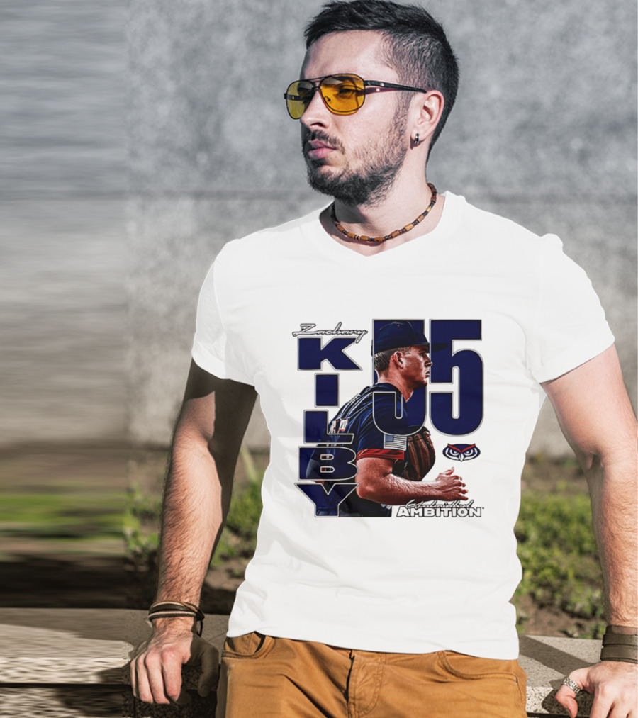 Zach Kilby 55 Baseball Ambition FAU Owls T-Shirt