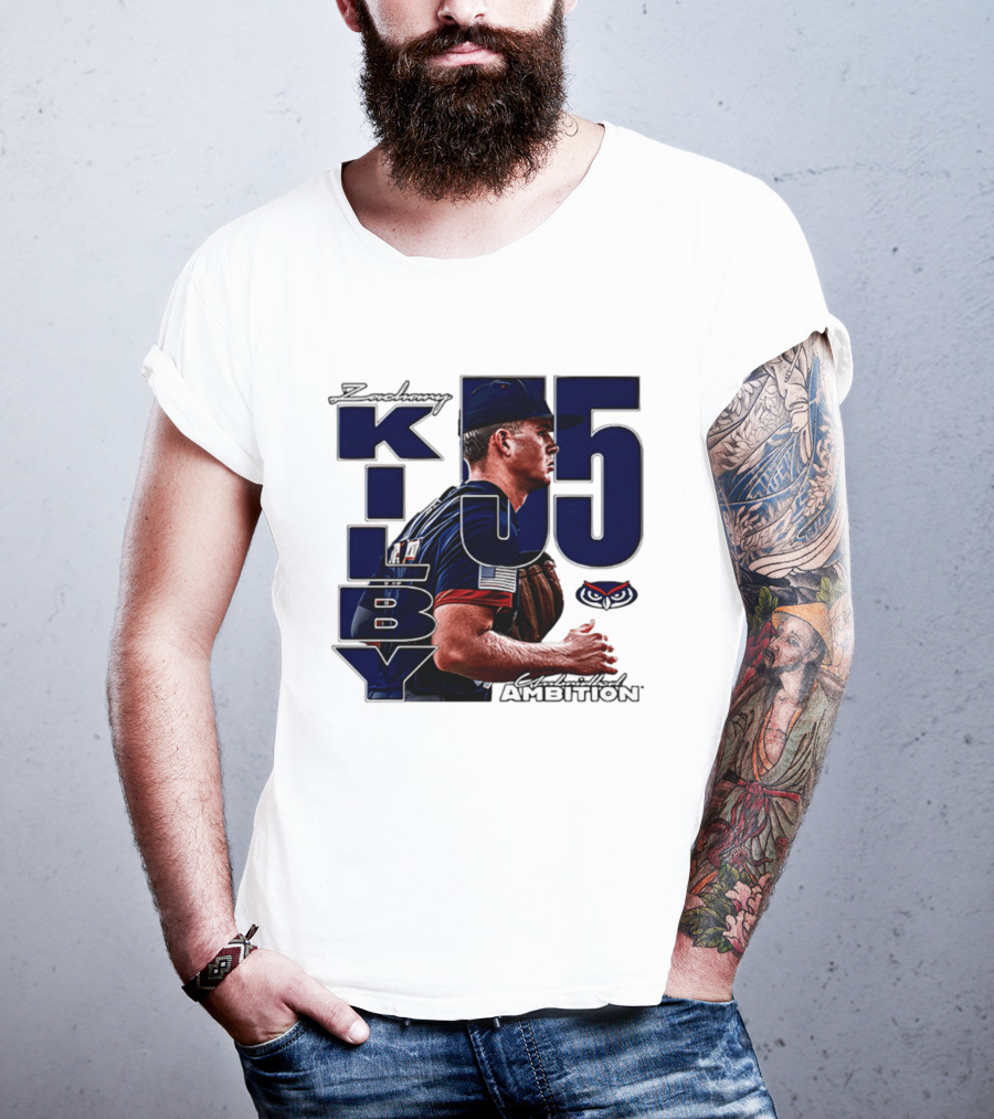 Zach Kilby 55 Baseball Ambition FAU Owls T-Shirt