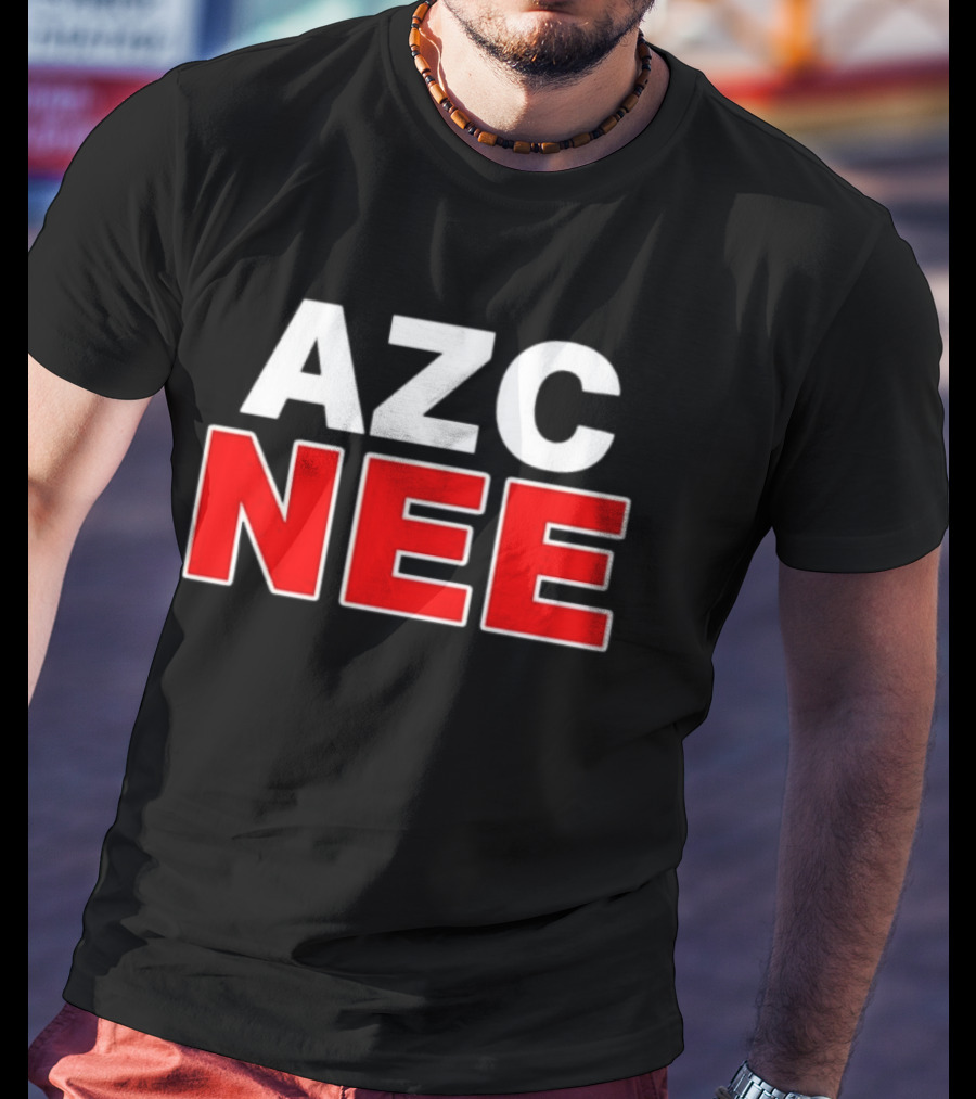 AZC NEE Bold Text White Red Contrast T-Shirt