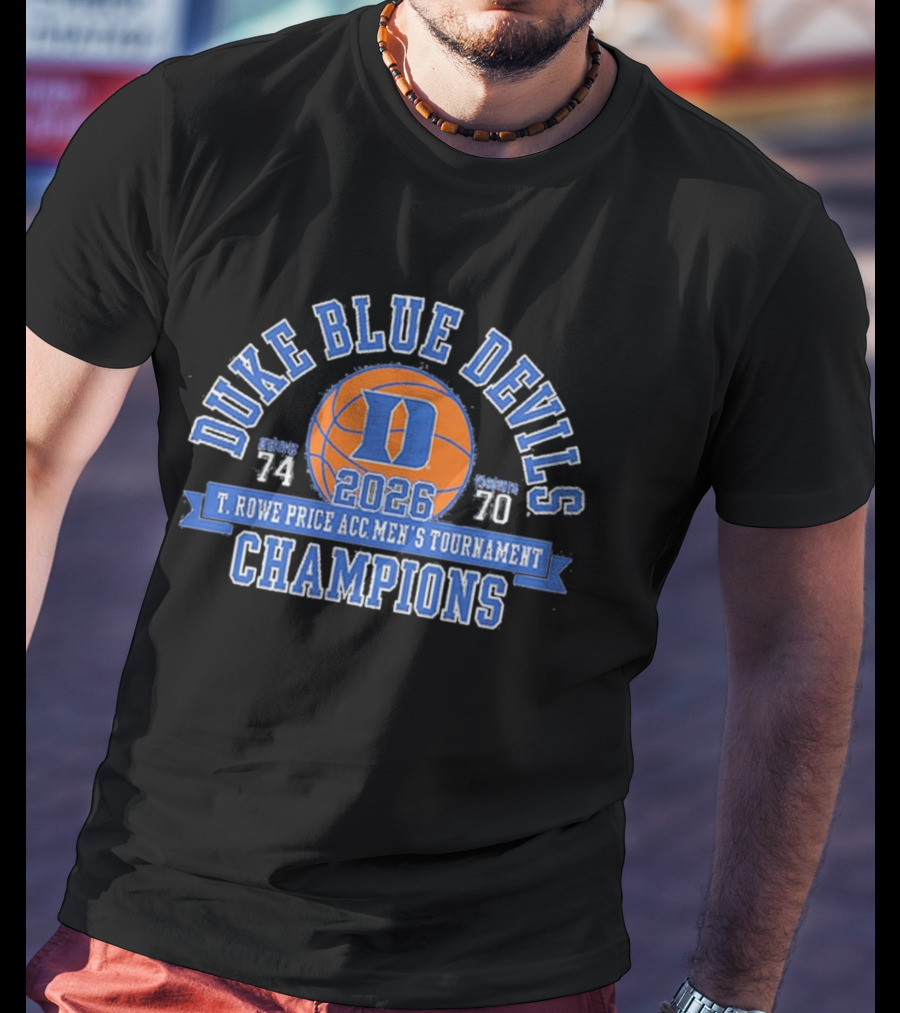 Duke Blue Devils 2026 T. Rowe Price ACC Men's Tournament Champions 74 70 T-Shirt