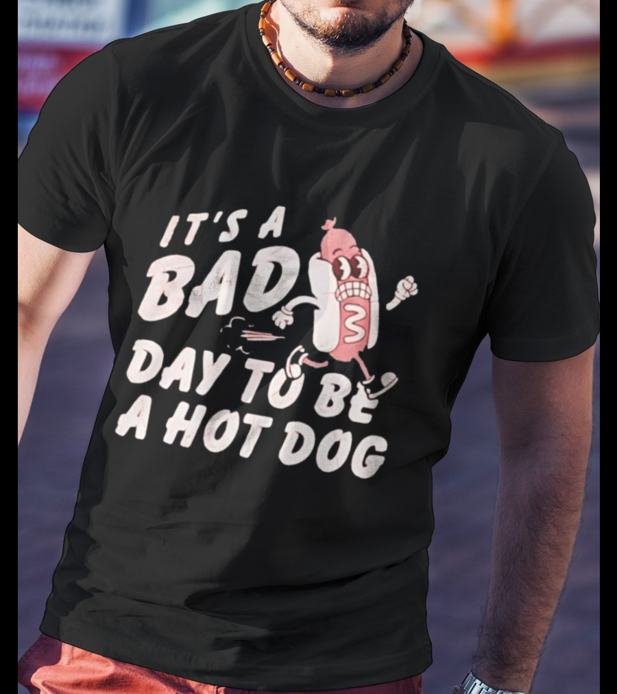 It's A Bad Day To Be A Hot Dog Meme Running Cartoon T-Shirt