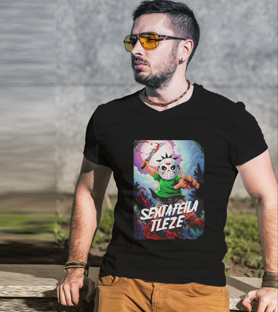 Jason Voorhees Sexta Feila Tleze Chibi Masked Character With Knife T-Shirt