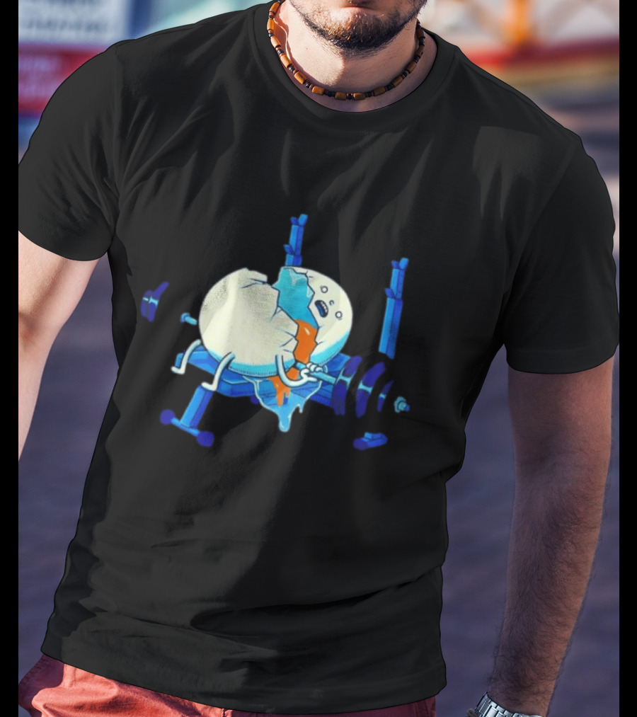 Cracked Egg Lifting Weights Funny Fitness Humor T-Shirt