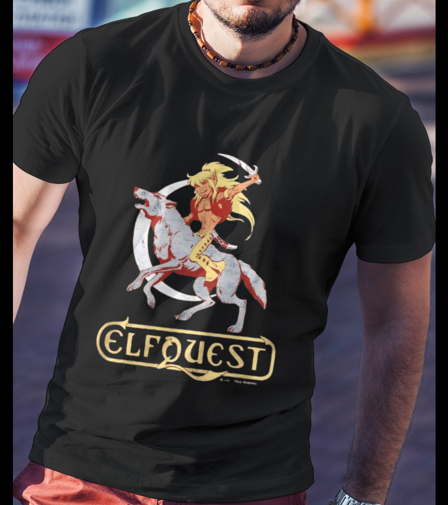 ElfQuest Cutter Riding Wolf Moon Fantasy T-Shirt