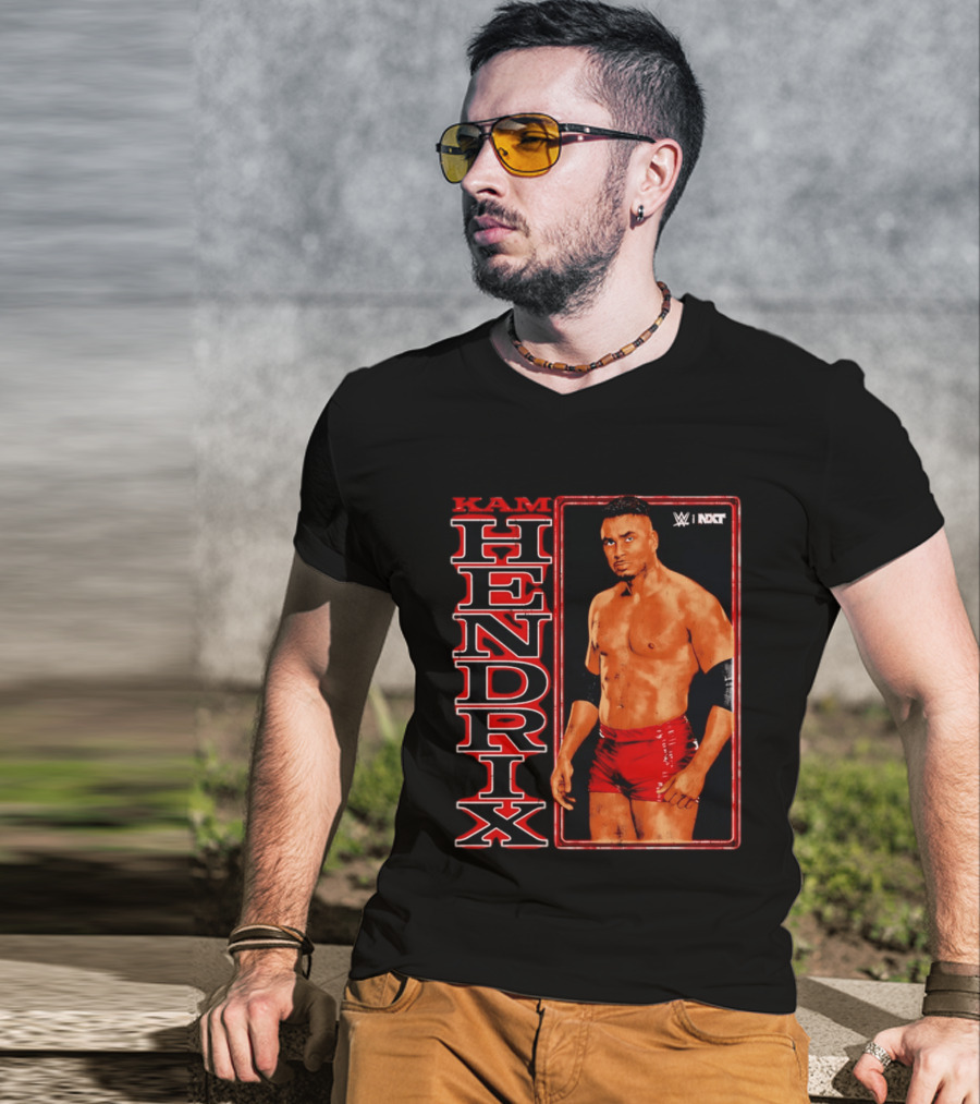 Kam Hendrix WWE NXT Vertical Name Red Trunks T-Shirt