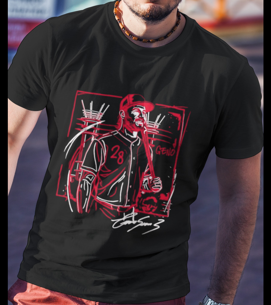 Eugenio Suarez Cincinnati Reds MLB Drip Splatter Sketch Player 28 T-Shirt