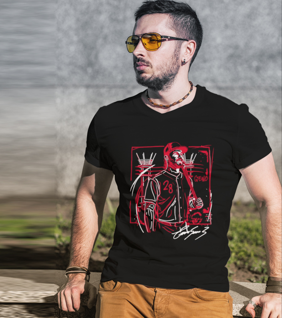 Eugenio Suarez Cincinnati Reds MLB Drip Splatter Sketch Player 28 T-Shirt