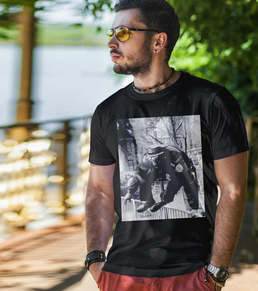 Chief Aaron Edwards American Hero Police Officer Jumping Fence T-Shirt