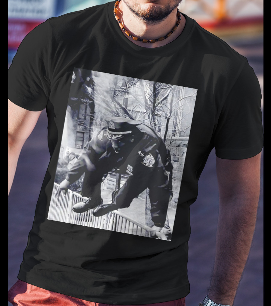 Chief Aaron Edwards American Hero Police Officer Jumping Fence T-Shirt