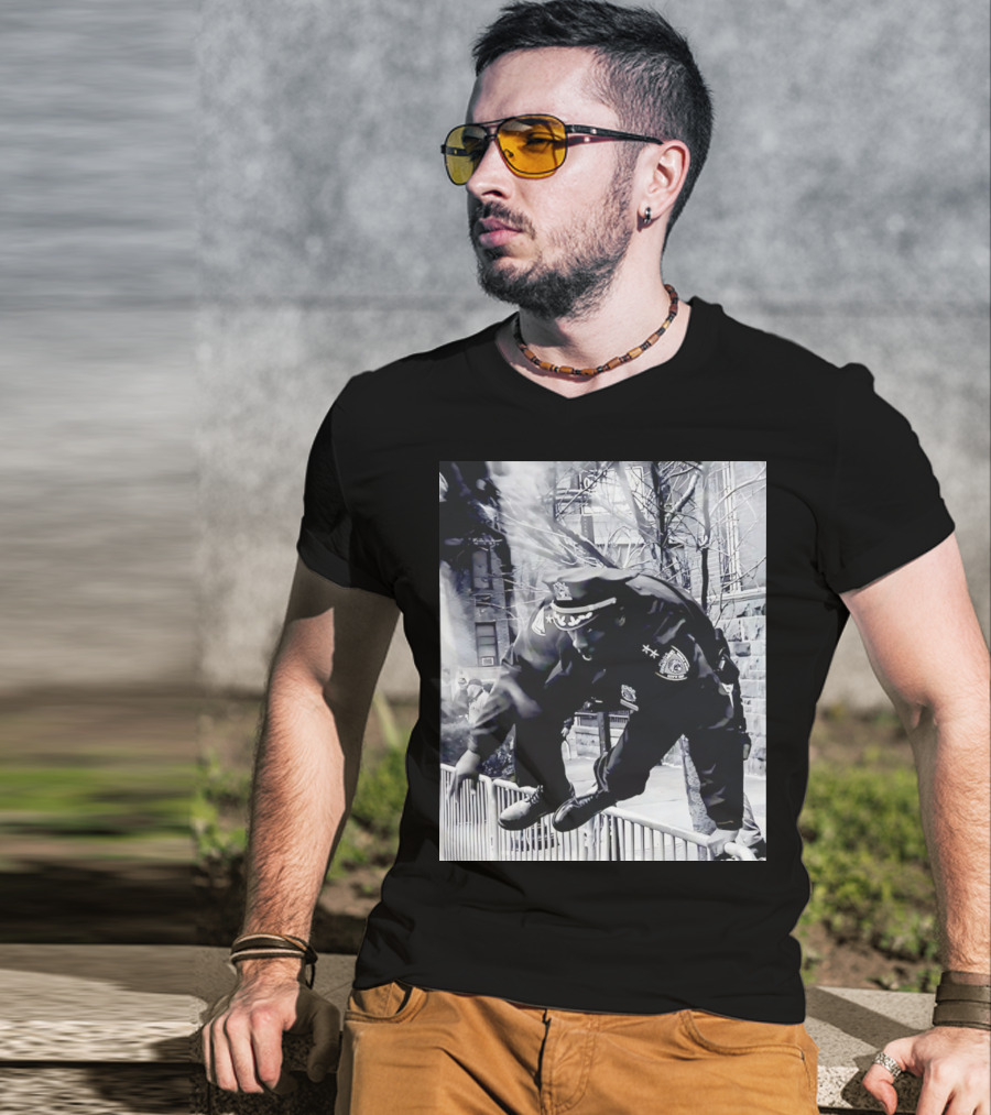 Chief Aaron Edwards American Hero Police Officer Jumping Fence T-Shirt