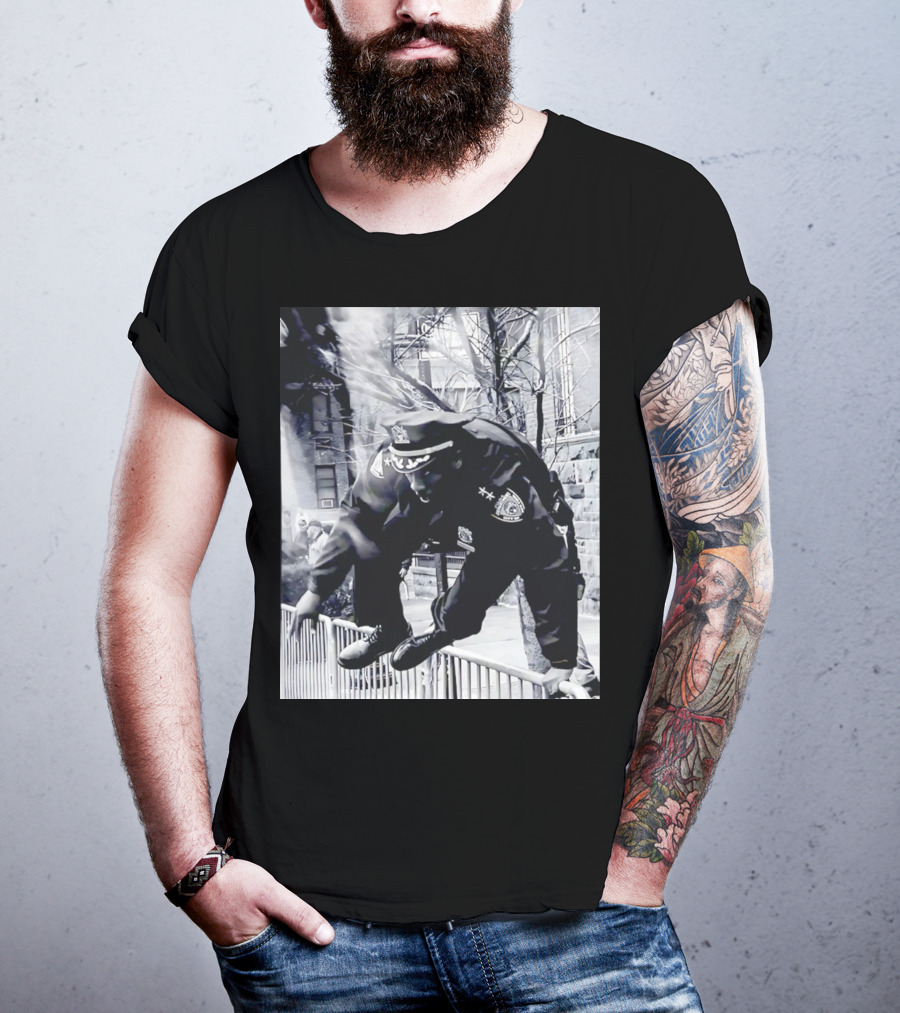 Chief Aaron Edwards American Hero Police Officer Jumping Fence T-Shirt