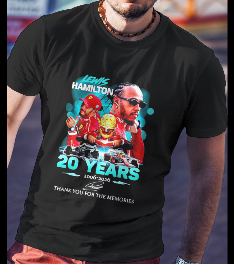Lewis Hamilton 20 Years 2006 2026 Thank You For The Memories Ferrari F1 Racing Celebration T-Shirt