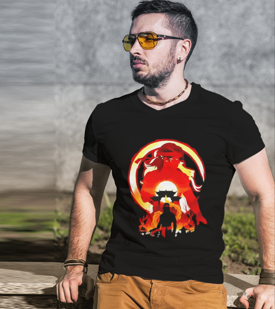 Liu Kang Mortal Kombat Dragon Circle Fire Temple Scene T-Shirt