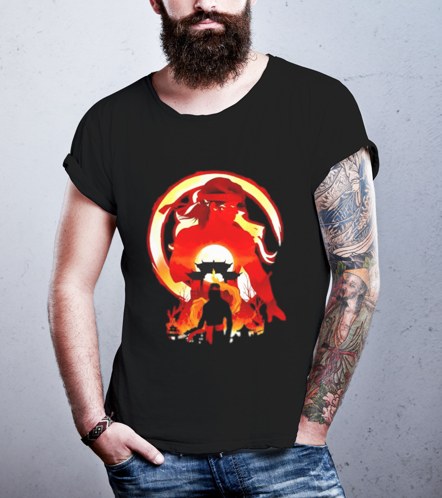 Liu Kang Mortal Kombat Dragon Circle Fire Temple Scene T-Shirt