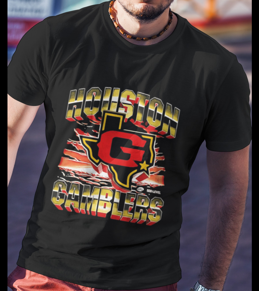 Houston Gamblers UFL Texas Map Star T-Shirt