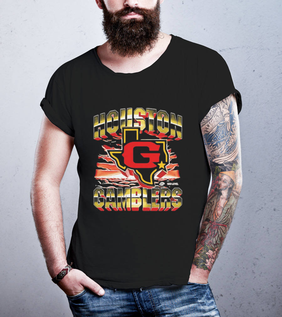 Houston Gamblers UFL Texas Map Star T-Shirt