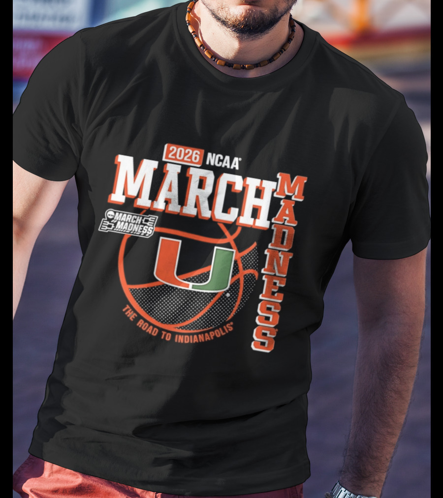 NCAA March Madness 2026 Miami Hurricanes The Road To Indianapolis T-Shirt