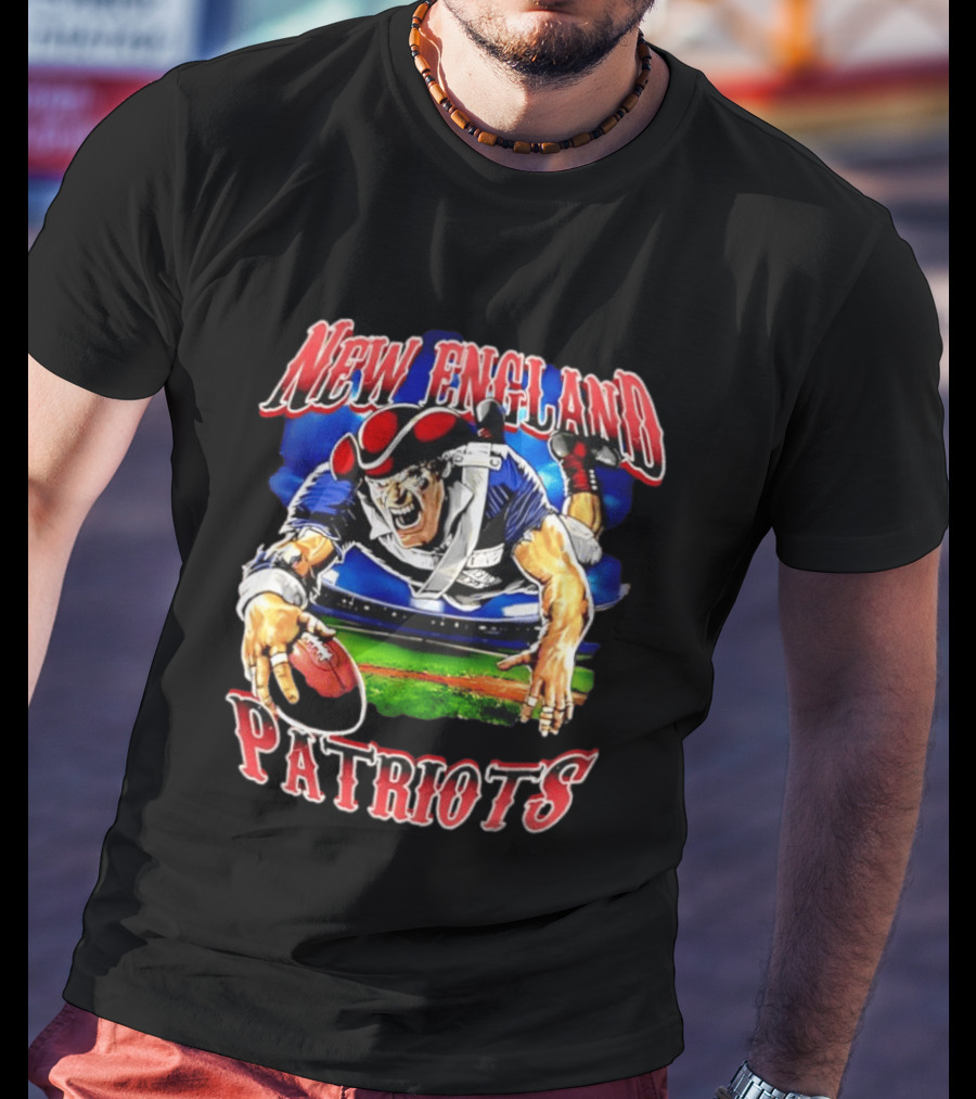 New England Patriots Mascot Diving With Football T-Shirt