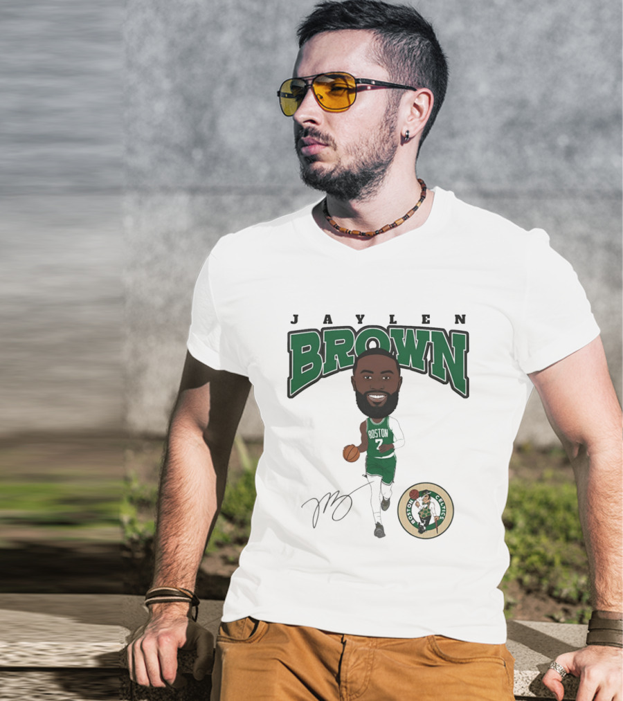 Jaylen Brown Boston Celtics Hardwood Comic Celtics Player Caricature T-Shirt