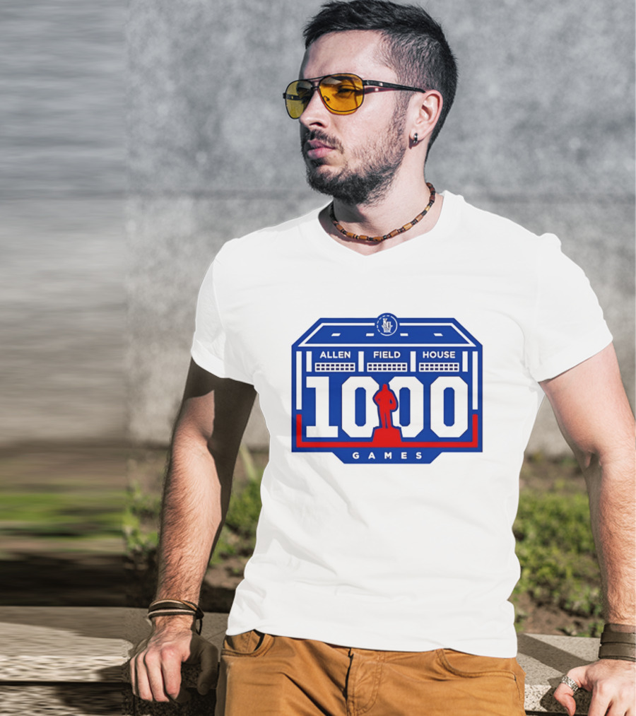 Kansas Jayhawks Allen Fieldhouse 1000 Games Celebration T-Shirt