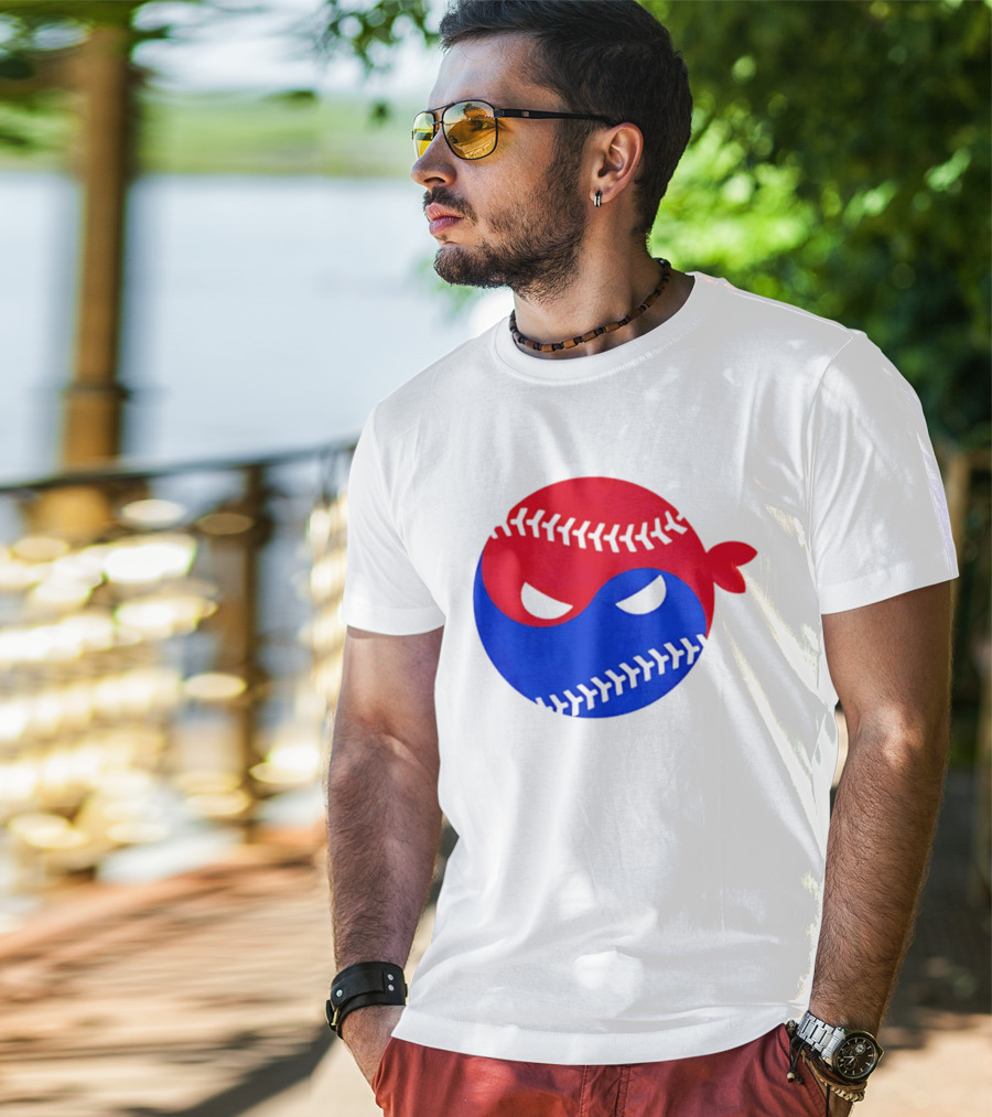 Pitching Ninja South Korea Baseball Yin Yang T-Shirt