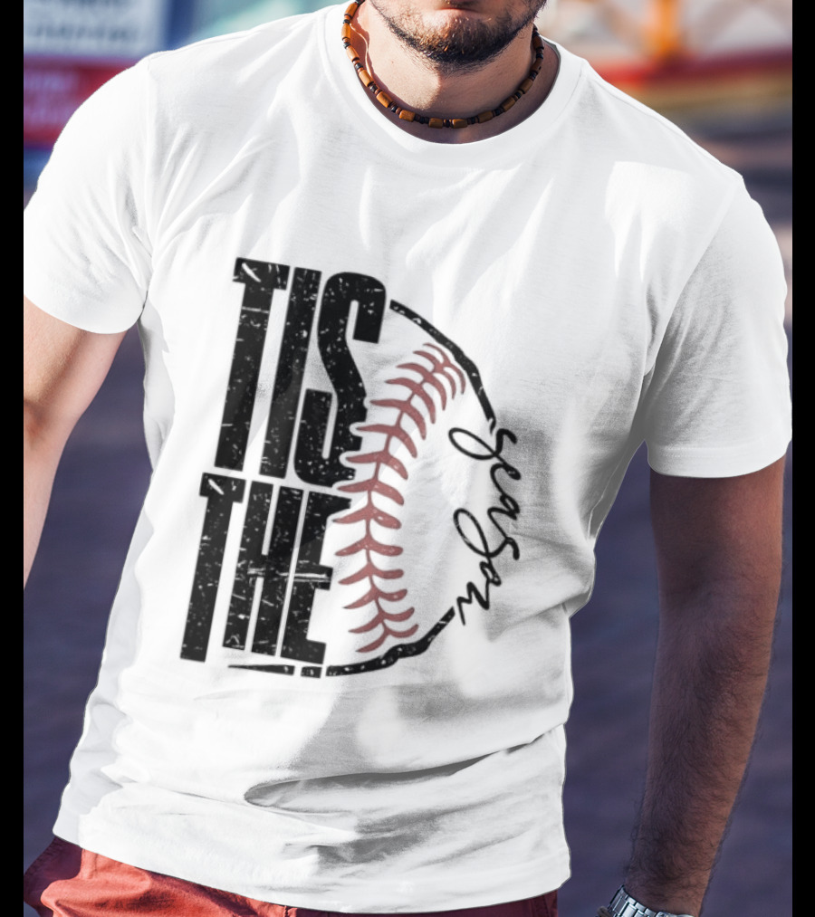 Tis The Season Baseball Stitch Spiral T-Shirt