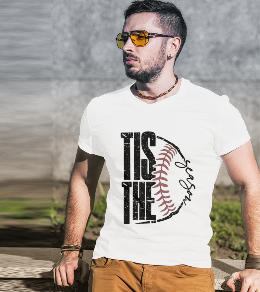 Tis The Season Baseball Stitch Spiral T-Shirt