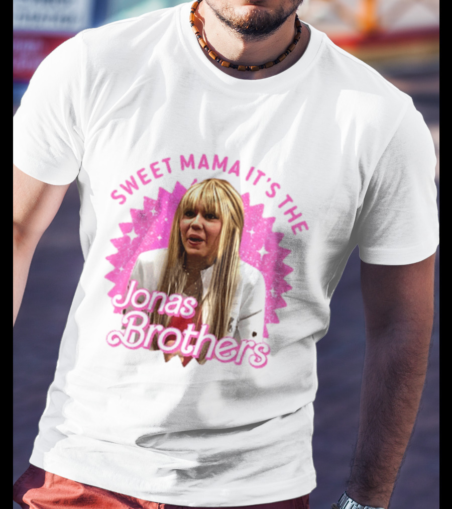 Sweet Mama It's The Jonas Brothers Blond Character Pink Sparkle T-Shirt