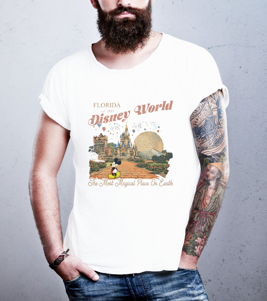 Florida Disney World Est 1971 The Most Magical Place On Earth Mickey Mouse Castle Spaceship Earth T-Shirt