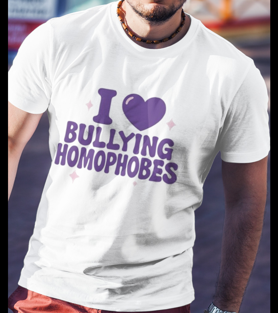 I Love Bullying Homophobes Heart Design With Sparkles T-Shirt
