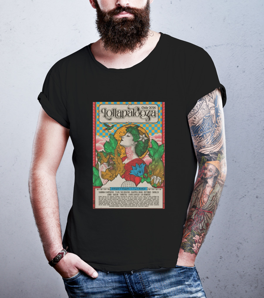 Lollapalooza Chile 2026 Parque O'Higgins Music Festival Art Nouveau With Sabrina Carpenter Tyler The Creator Chappell Roan T-Shirt