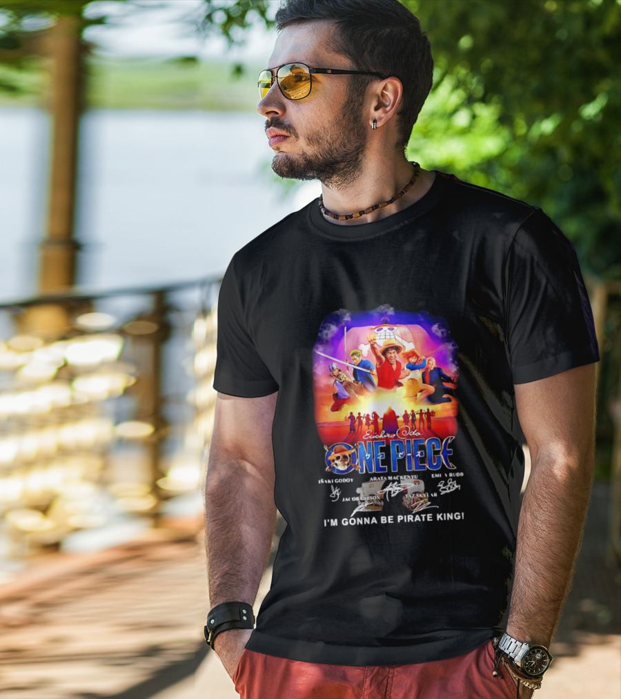 Euichiro Oda One Piece I'm Gonna Be Pirate King Luffy Cast Autographs T-Shirt