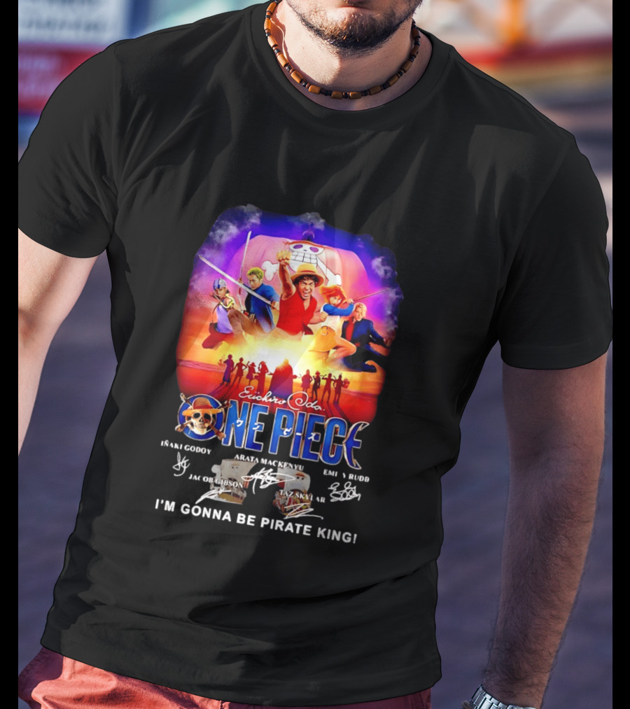 Euichiro Oda One Piece I'm Gonna Be Pirate King Luffy Cast Autographs T-Shirt