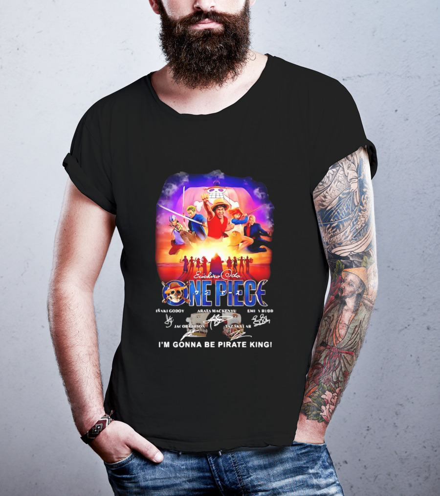 Euichiro Oda One Piece I'm Gonna Be Pirate King Luffy Cast Autographs T-Shirt