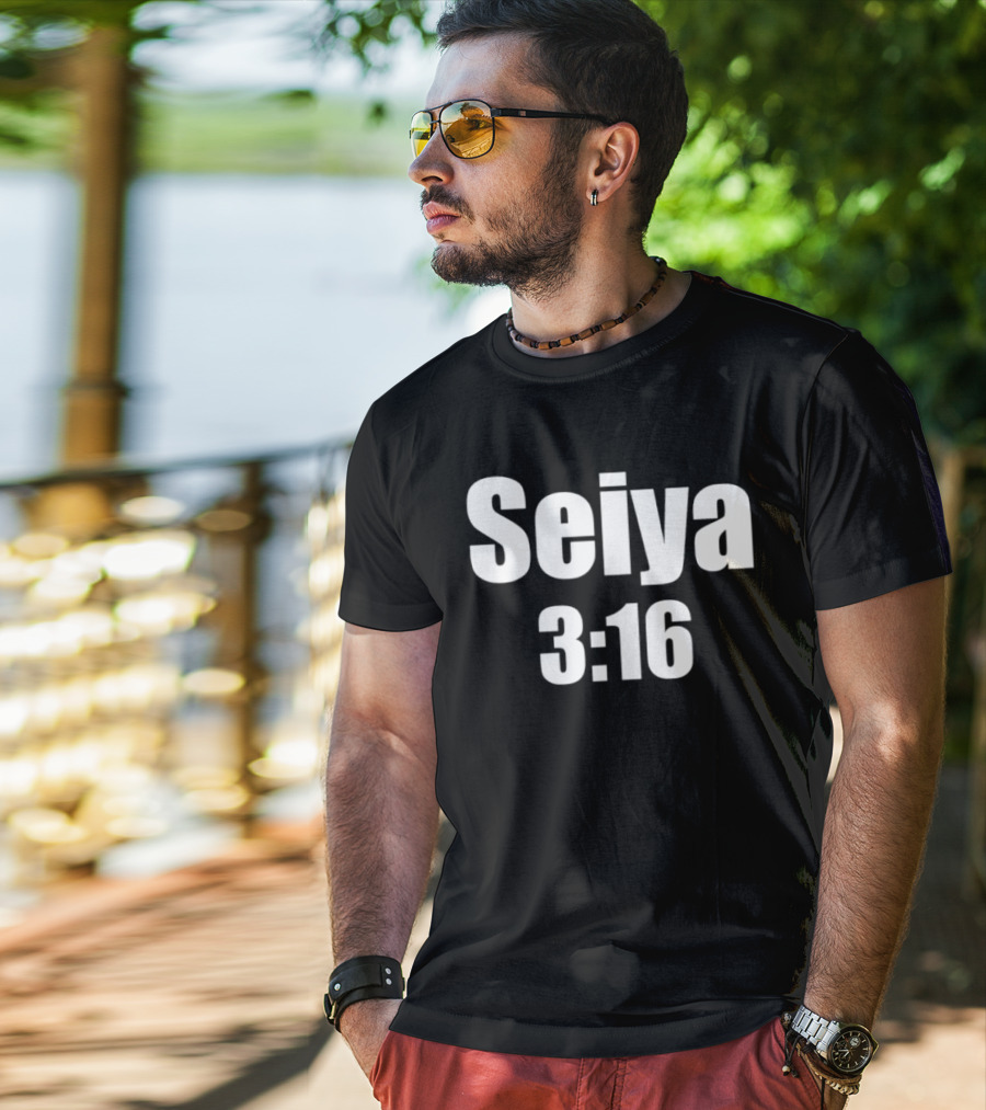 Seiya 3:16 Bold Text Design Iconography T-Shirt