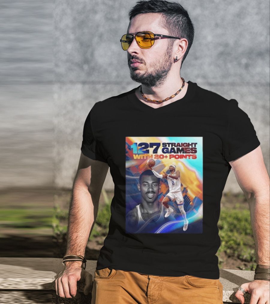 127 Straight Games With 20+ Points Shai Gilgeous Alexander OKC Thunder Basketball T-Shirt