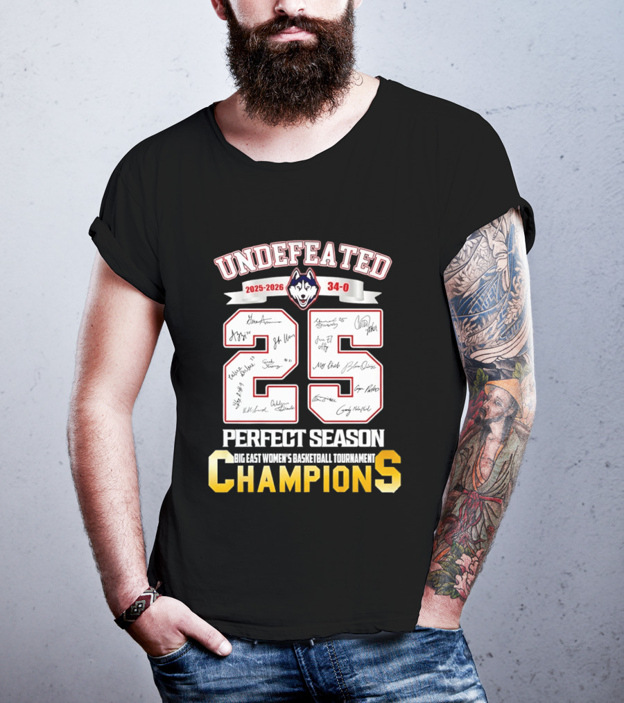Undefeated Uconn Huskies 2025 2026 Perfect Season 34 0 Champions T-Shirt