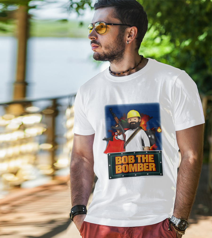 Bob The Bomber Cartoon Character With Gun And Explosives T-Shirt