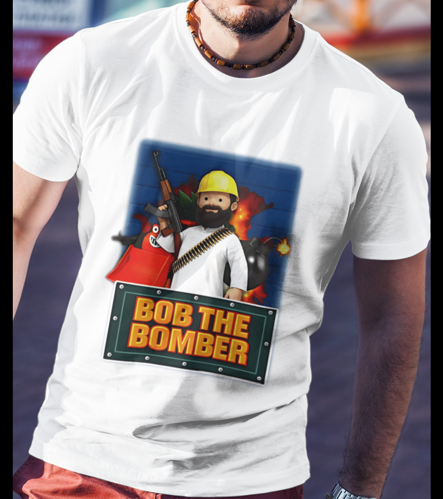 Bob The Bomber Cartoon Character With Gun And Explosives T-Shirt