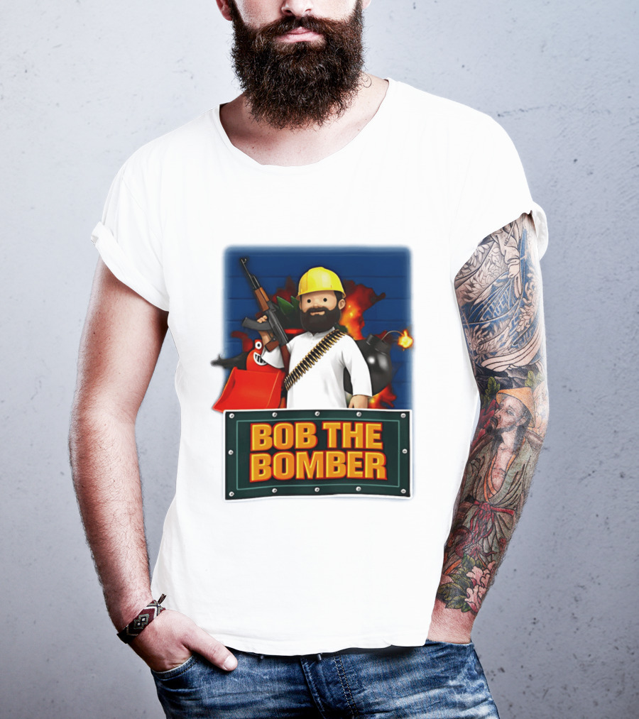 Bob The Bomber Cartoon Character With Gun And Explosives T-Shirt