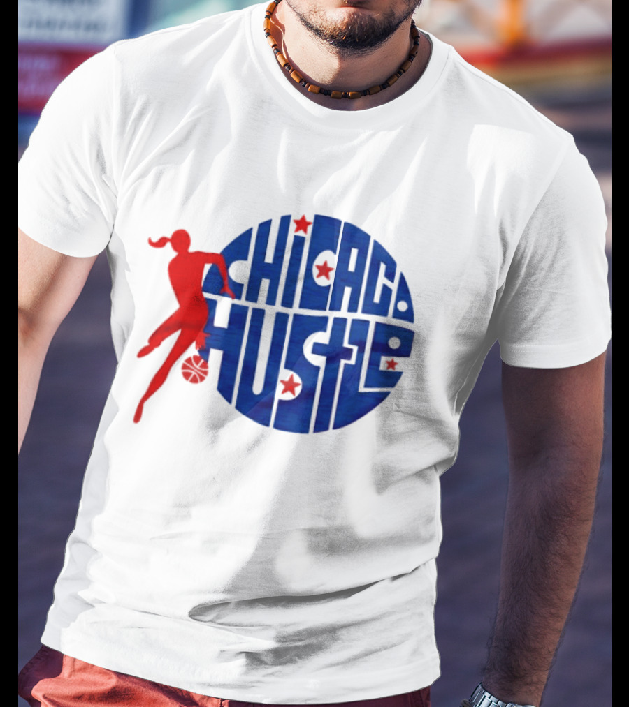 Chicago Hustle WPBL Basketball Red Player Blue Circle T-Shirt