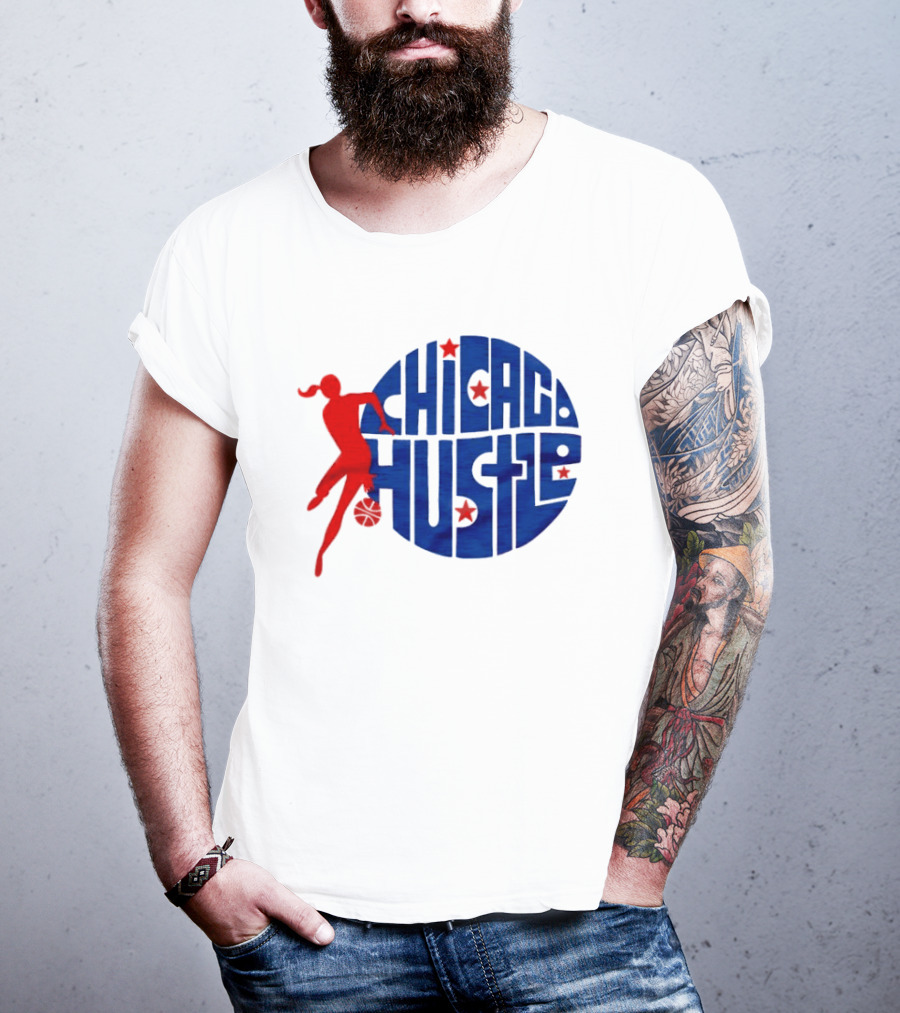 Chicago Hustle WPBL Basketball Red Player Blue Circle T-Shirt