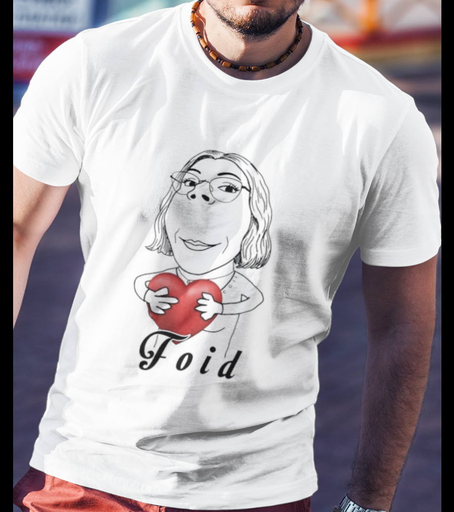 Foid Girl Hugs Heart Sketch Lovable Red Heart Embrace T-Shirt