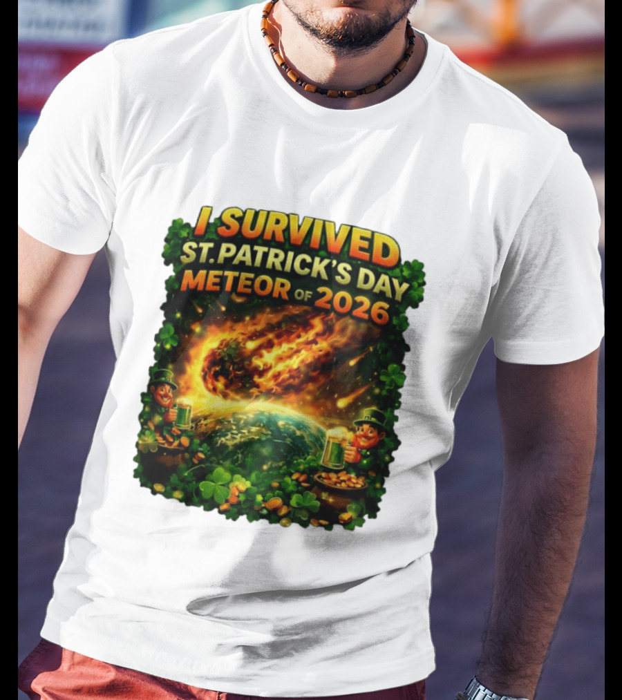 I Survived St. Patrick's Day Meteor Of 2026 Leprechaun Shamrock Adventure T-Shirt