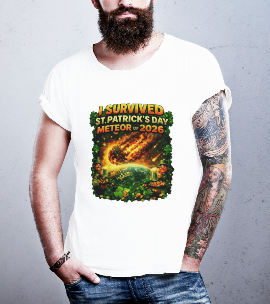 I Survived St. Patrick's Day Meteor Of 2026 Leprechaun Shamrock Adventure T-Shirt