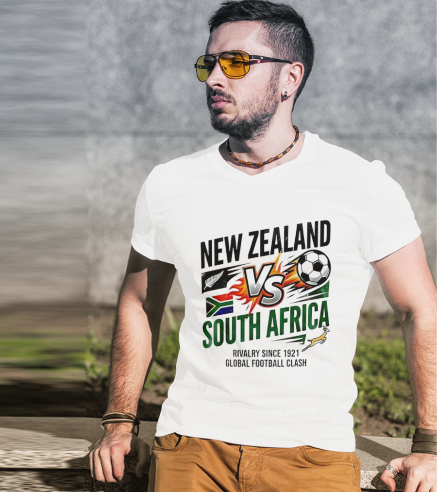 New Zealand Vs South Africa Global Football Clash Rivalry Since 1921 T-Shirt