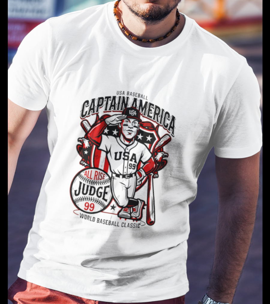 USA Baseball Captain America All Rise Judge 99 World Baseball T-Shirt