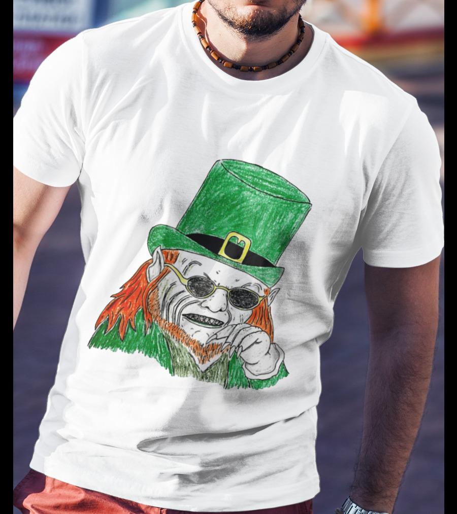 Leprechaun In The Hood Green Hat Sunglasses Red Hair T-Shirt